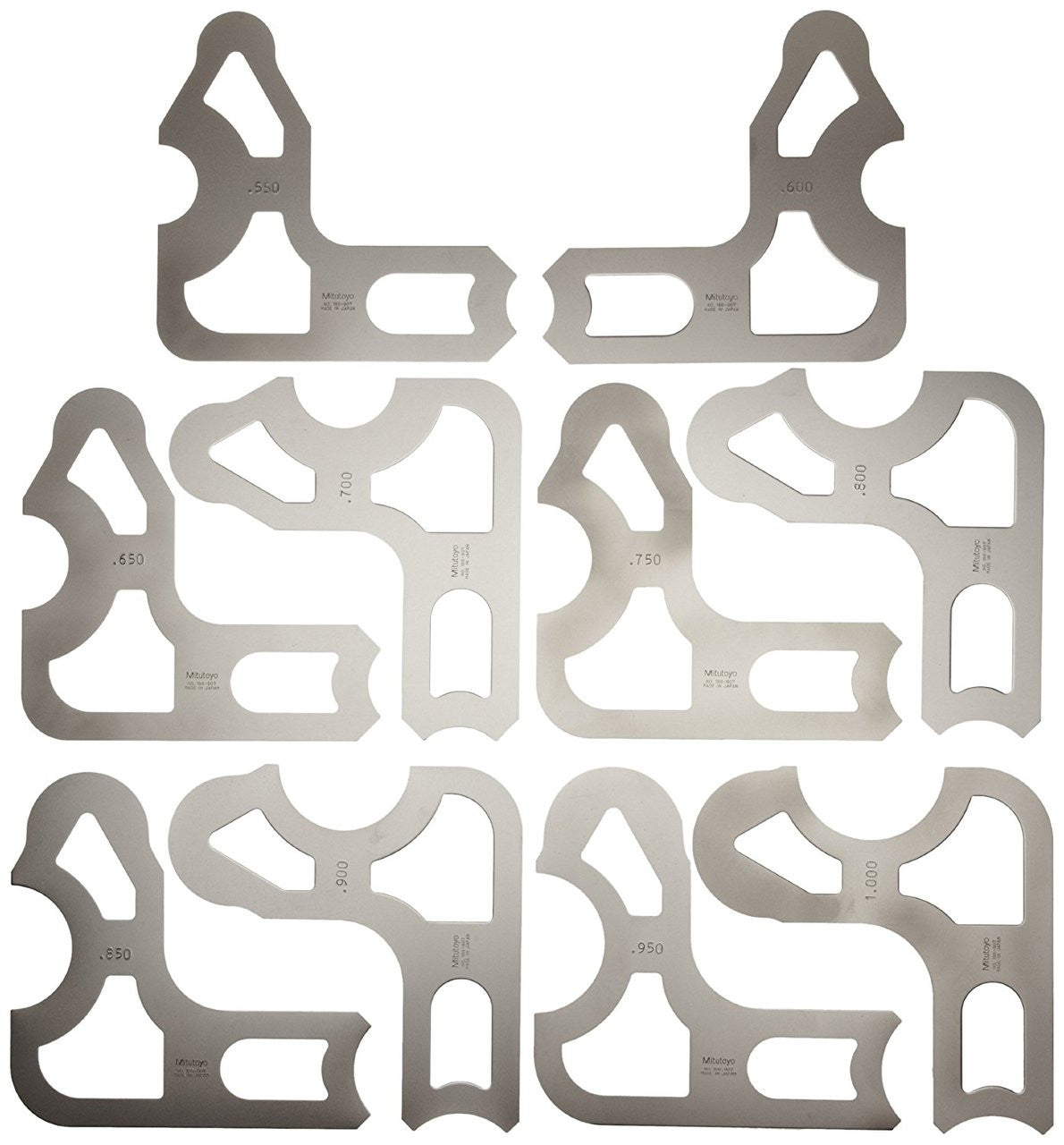 Mitutoyo 186-907, Radius Gage Set, 10 Leaves