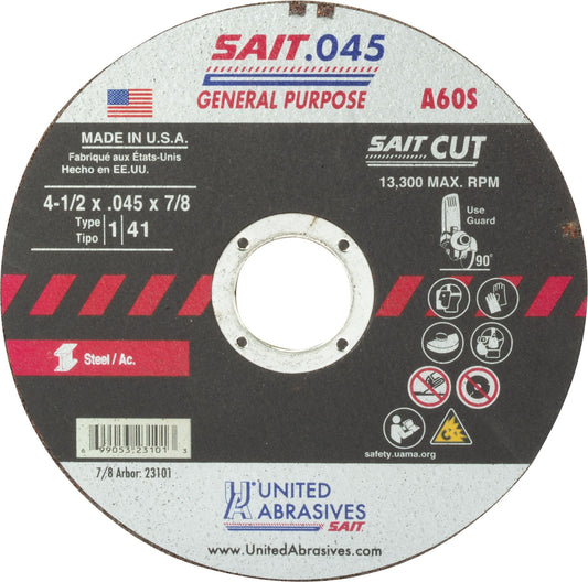 United Abrasives 4-1/2" x .045" x 7/8" Cut Off Wheel 23101