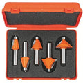 CMT 836.501.11 5-Piece Chamfer Bit Set in Carrying Case, 1/2-Inch Shank, Carbide-Tipped