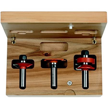 CMT 855.803.11 3-Piece Glass Panel Set in Hardwood Case, 1/2-Inch Shank, Carbide-Tipped