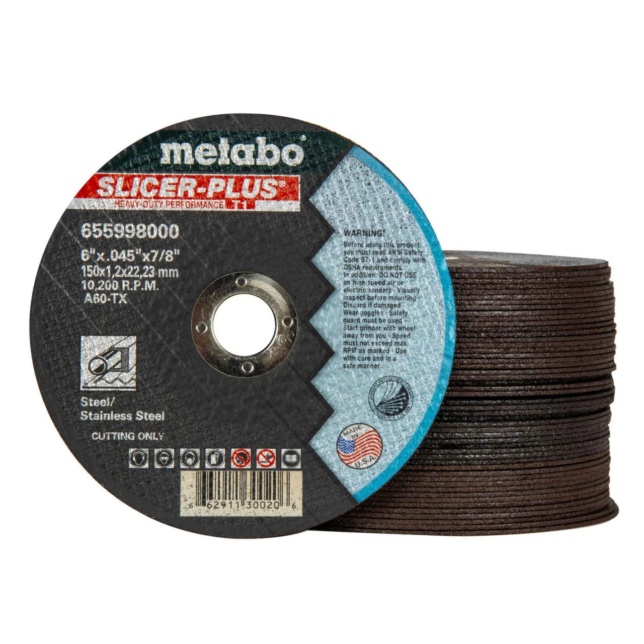 Metabo Slicer Plus 6" x .045" x 7/8" A60TX T1 Cut-Off Wheel 655998000