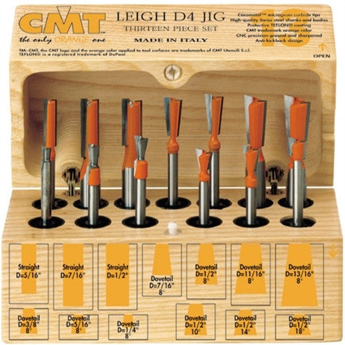 CMT 800.519.11 13 Piece Dovetail & Straight Bit Set