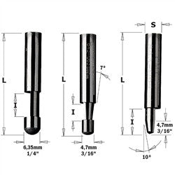 CMT 843.063.11-X50 50-Pcs Carbide Trimmer Bit, 7 Cutting Angle