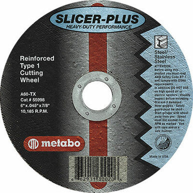 Metabo Slicer Plus 6" x .045" x 7/8" A60TX T1 Cut-Off Wheel 655998000