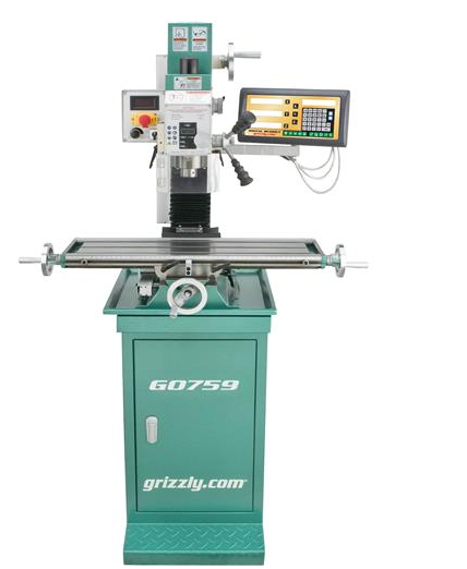 Grizzly G0759 - 7" x 27" 1 HP Mill/Drill with Stand and DRO