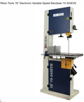 Description

The Rikon 18” bandsaw 10-342EVS is a variable speed model with many Patented features that professionals will enjoy - including spring-loaded tool-less blade guides, quick-adjust fence system and quick-lock trunnion table angling system, plus, a quick release blade tension lever, large adjustment handles, hinged safety blade guard with sight window. 2-1/2HP variable speed motor provides ample power and for most every work encountered. Pre-lubricated, sealed thrust and side ball bearing guides g