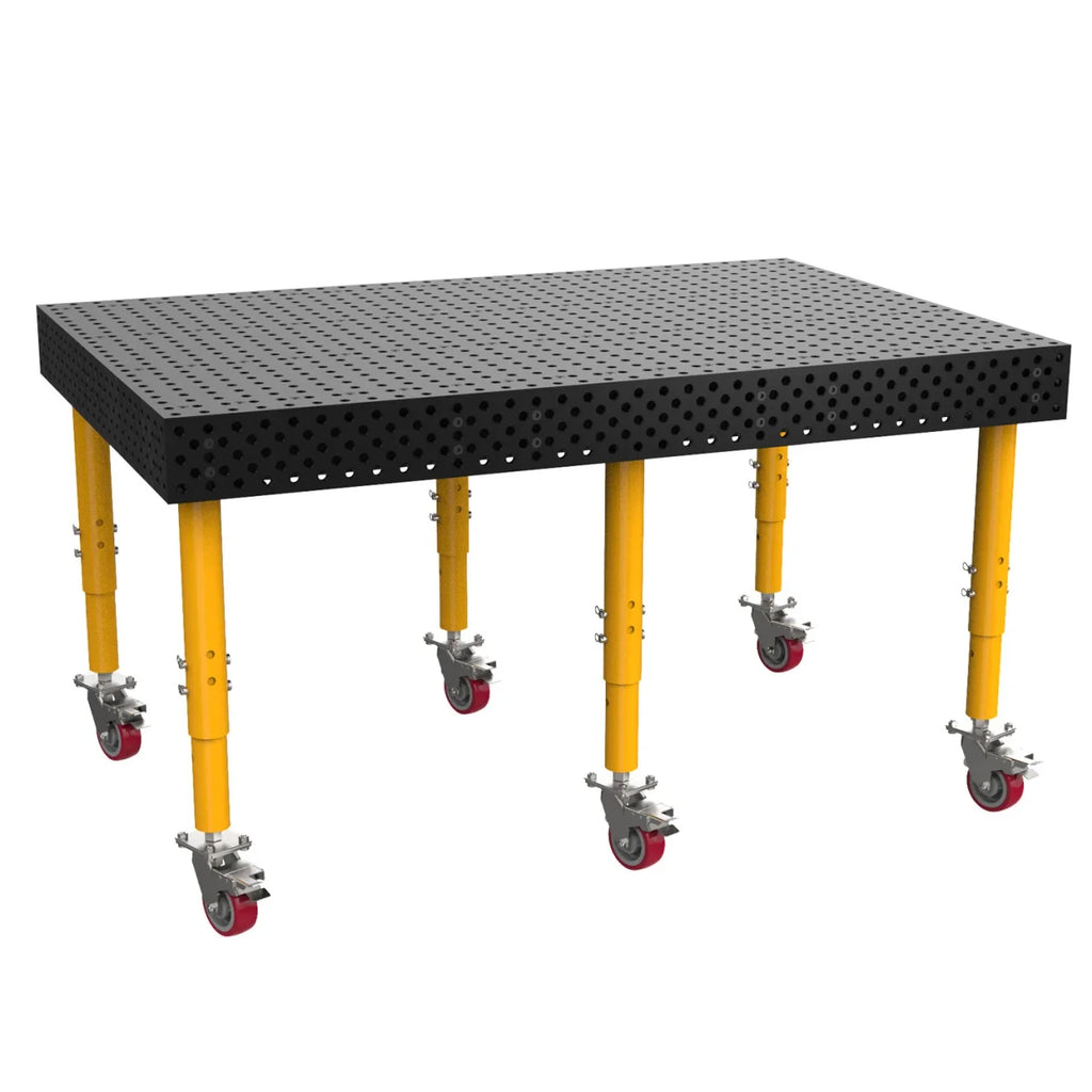 BuildPro 6' x 4' ALPHA 5/8 Welding Table, Nitrided Finish, Height-Adjustable Legs with Casters and Locking Brakes, Table Surface Height 33-43" (TA5-7248Q-C1)