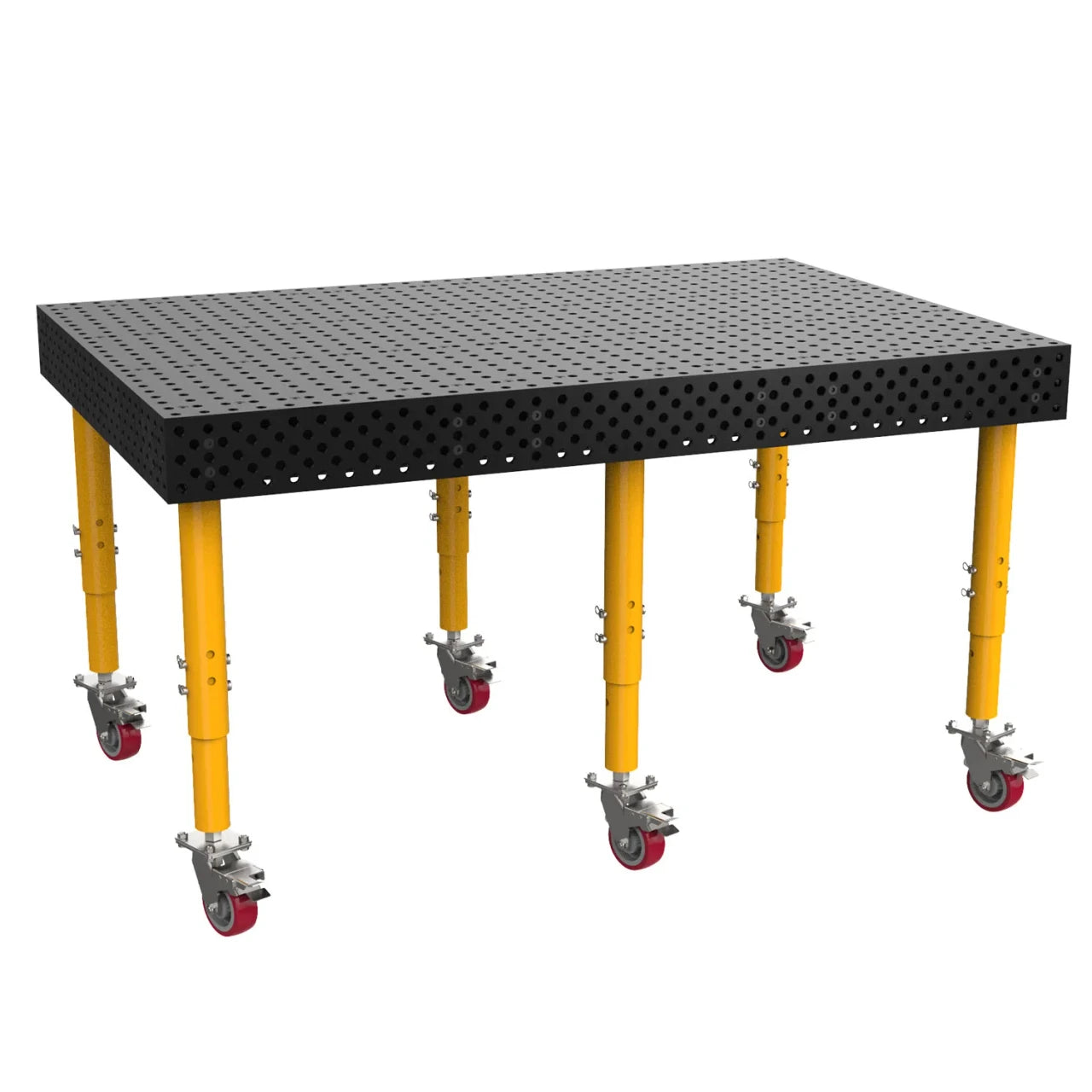 BuildPro 6' x 4' ALPHA 5/8 Welding Table, Nitrided Finish, Height-Adjustable Legs with Casters and Locking Brakes, Table Surface Height 33-43" (TA5-7248Q-C1)