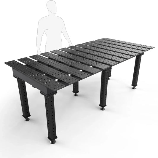 BuildPro 8' x 4' Slotted Welding Table, Nitrided Finish, Heavy-Duty Legs, Table Surface Height 36.5" (TMQA59446)