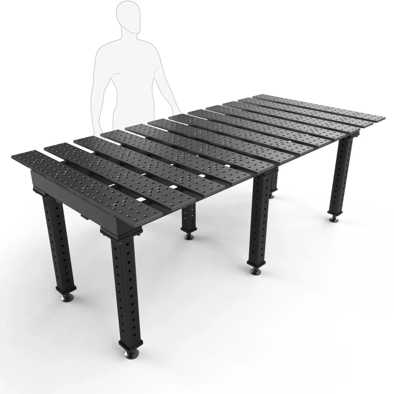 BuildPro 8' x 4' Slotted Welding Table, Nitrided Finish, Heavy-Duty Legs, Table Surface Height 30.5" (TMQB59446)