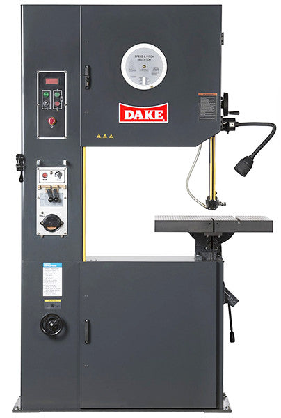 Dake 26" throat vertical bandsaw manual feed table 220v - 3ph