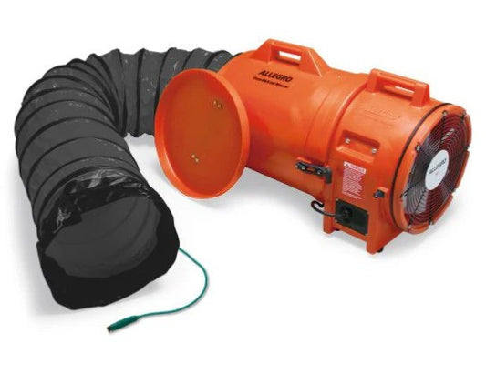 Allegro 16" Axial Explosion-Proof (EX) Plastic Blower w/ Canister &  Statically Conductive Ducting, 85 lbs.