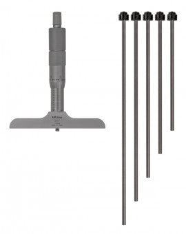 Mitutoyo 129-132 Series 129 Mechanical Depth Micrometer with six interchangeable rods, 0 to 6", imperial