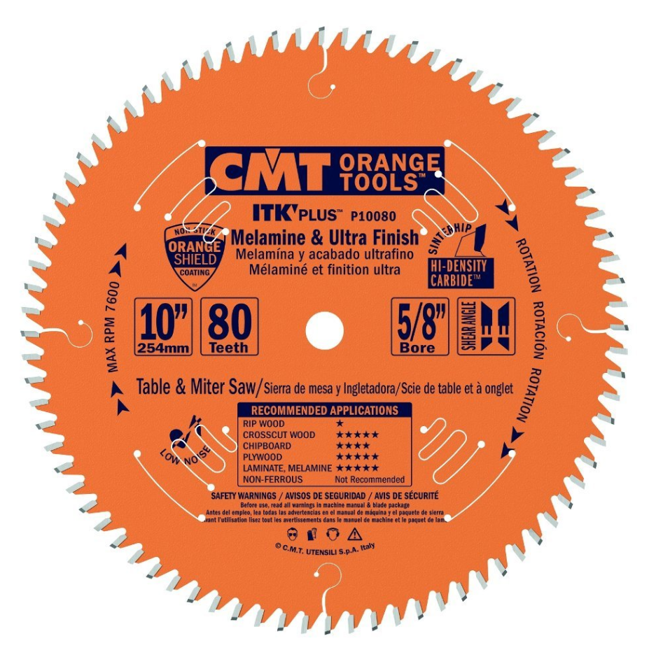 CMT P10080 5/8" Bore Saw Blade, 10" x 80 Teeth