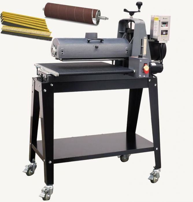 Supmx-219383, Supermax 19-38 Brush/Drum Combo Sander, 110V, 1-3/4Hp, With Open Stand And Aluminum Drum Assembly